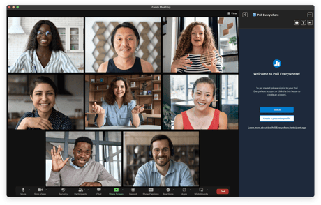Zoom meeting attendees preparing to participate in a Poll Everywhere Activity
